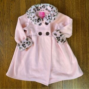 Good Lad Pink 2-3T Fleece Coat with Leopard Trim